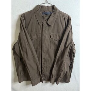 French Connection Jacket Men's XXL Brown Cotton Full Zip Military‎ Style Jacket